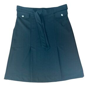 NYCC Black Pleated A-Line Skirt With Rhinestone Buttons & Waist Tie Size Medium